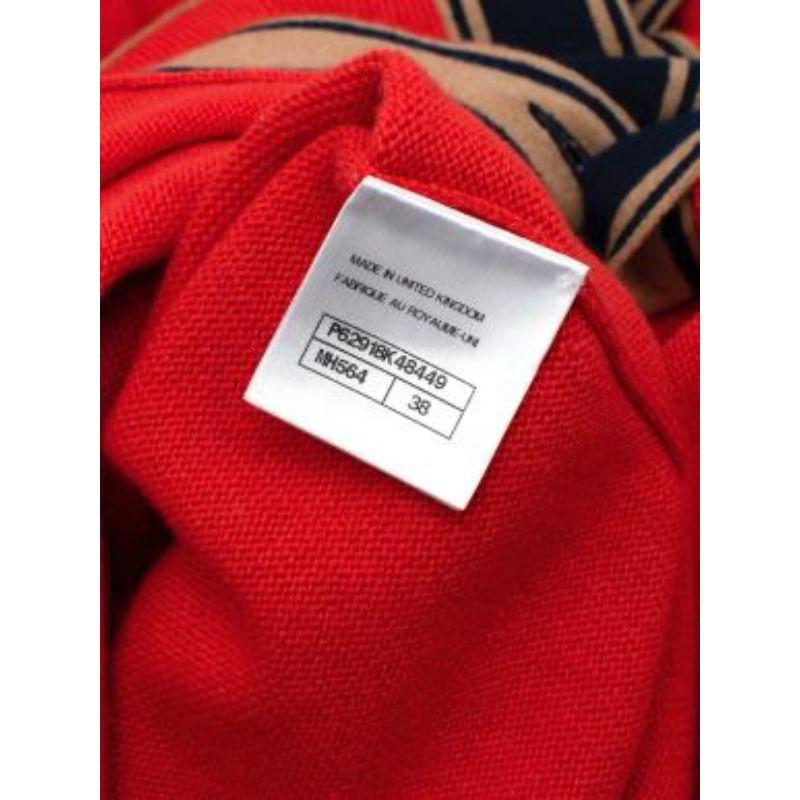 Rote & marineblaue Kaschmir-Strickjacke mit Knopfleiste CC im Angebot 6