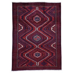 Red Persian Baluch Pure Wool Hand Knotted Oriental Rug