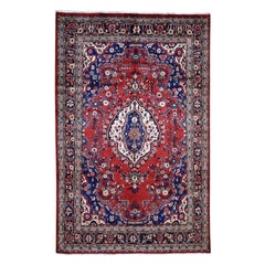 Red Persian Bibikabad Exc Condition Pure Wool Hand Knotted Rug, 6'8" x 10'4"