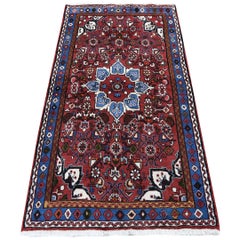 Red Persian Hamadan Pure Wool Hand Knotted Oriental Rug