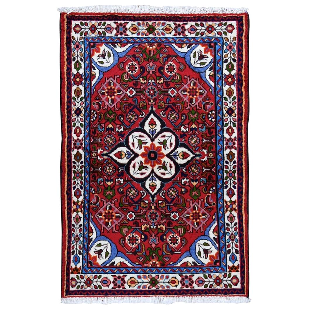 Red Persian Hamadan Pure Wool Hand Knotted Oriental Rug For Sale at 1stDibs