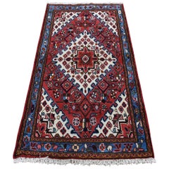Red Persian Hamadan Pure Wool Hand Knotted Oriental Rug