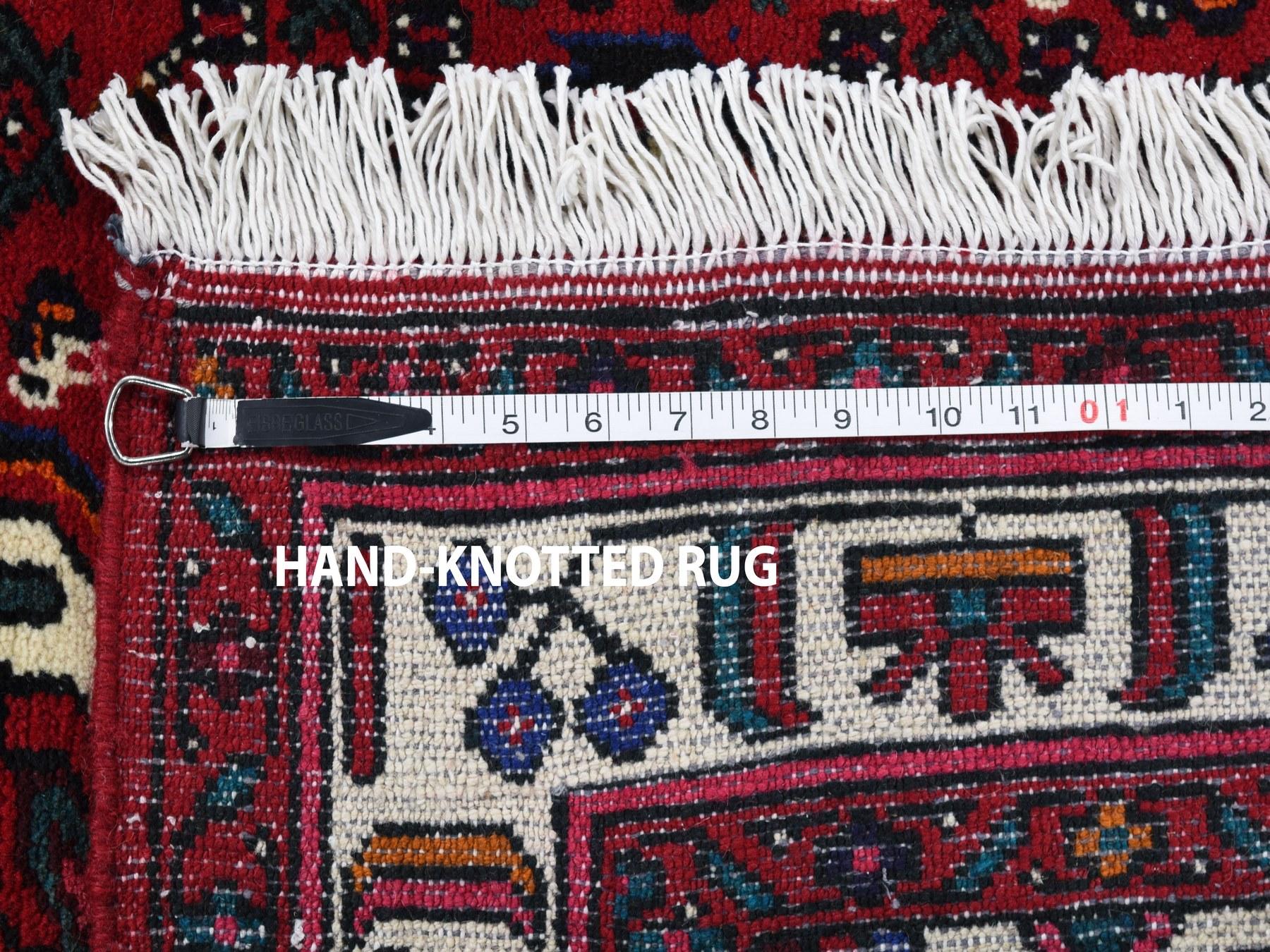 Lana Tappeto orientale rosso persiano Hamadan in pura lana annodato a mano