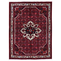 Tappeto orientale rosso persiano Hamadan in pura lana annodato a mano