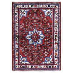 Tappeto orientale rosso persiano Hamadan in pura lana annodato a mano