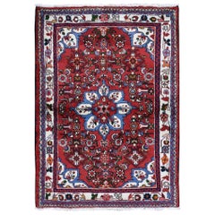 Red Persian Hamadan Pure Wool Hand Knotted Oriental Rug