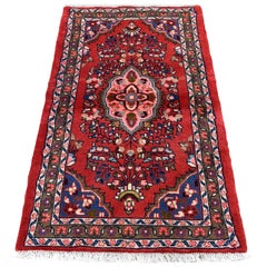 Red Persian Hamadan Pure Wool Hand Knotted Oriental Rug