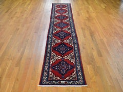 Red Persian Hamadan Pure Wool Hand Knotted Runner Oriental Rug