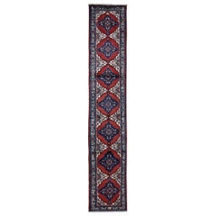 Red Persian Hamadan Pure Wool Hand Knotted Runner Oriental Rug