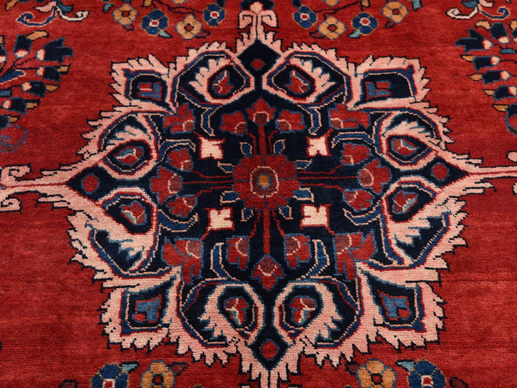 Red Persian Lilahan Pure Wool Hand Knotted Oriental Rug , 7'4