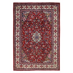 Red New Persian Mahal Full Pile Pure Wool Hand Knotted Oriental Rug