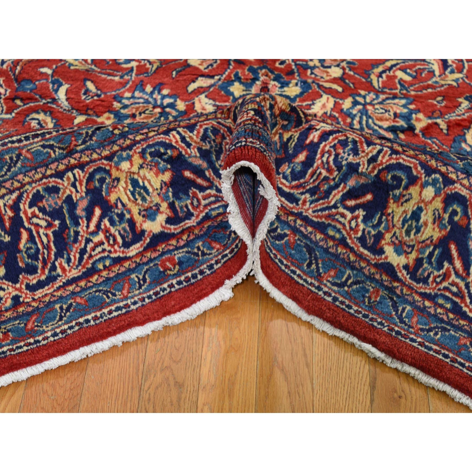 Red Persian Pure Wool Sarouk Mahal Hand Knotted Oriental Rug, 7'3