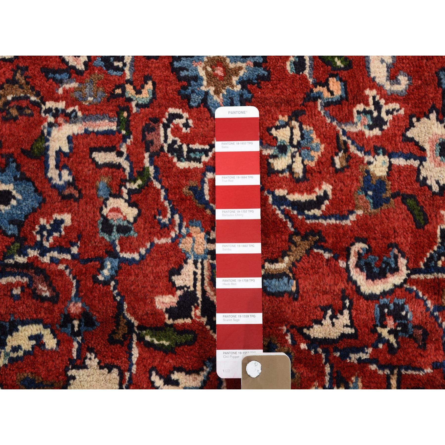 Red Persian Pure Wool Sarouk Mahal Hand Knotted Oriental Rug, 6'9