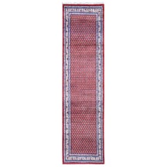 Red Persian Sarouk Mir Runner Pure Wool Hand Knotted Oriental Rug