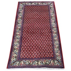 Red Persian Seraband Pure Wool Hand Knotted Oriental Rug