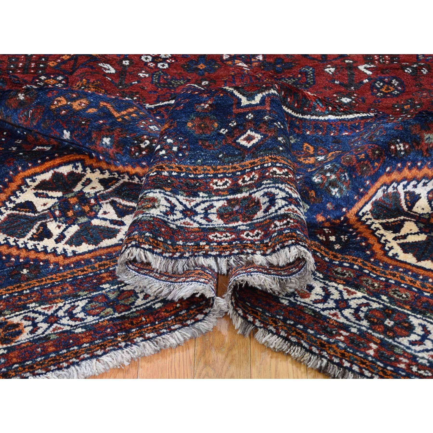 Mid-20th Century Red Persian Shiraz Pure Wool Hand Knotted Oriental Rug