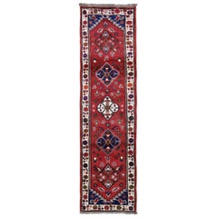 Vintage Red Persian Shiraz Pure Wool Runner Hand Knotted Oriental Rug