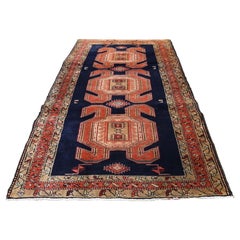Vintage Red North West Persian with Large & Bold Elements Wide Runner Hand Knotted Orien