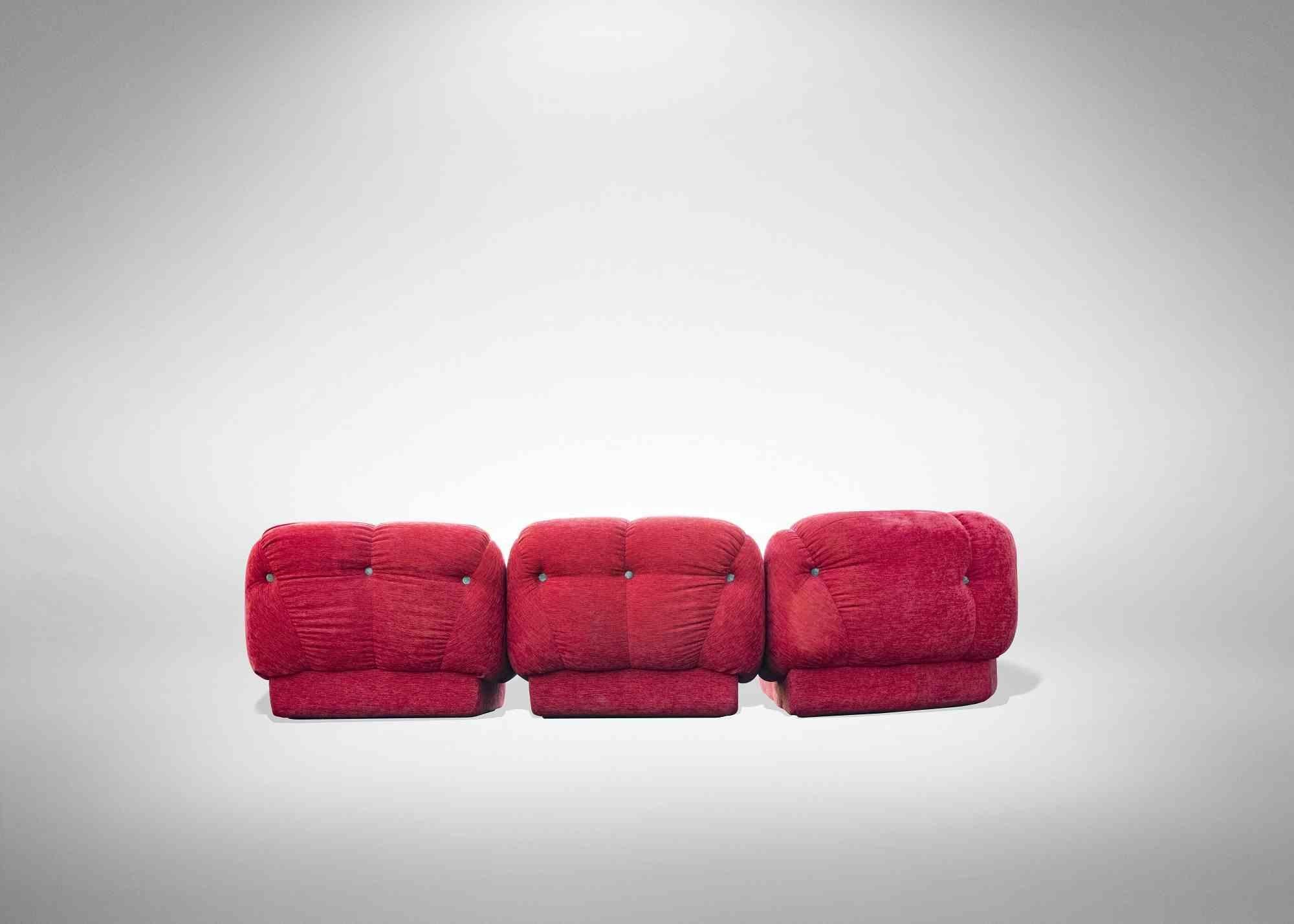 Italian Red Nuvolone Sofa by Rino Maturi, 1970s For Sale