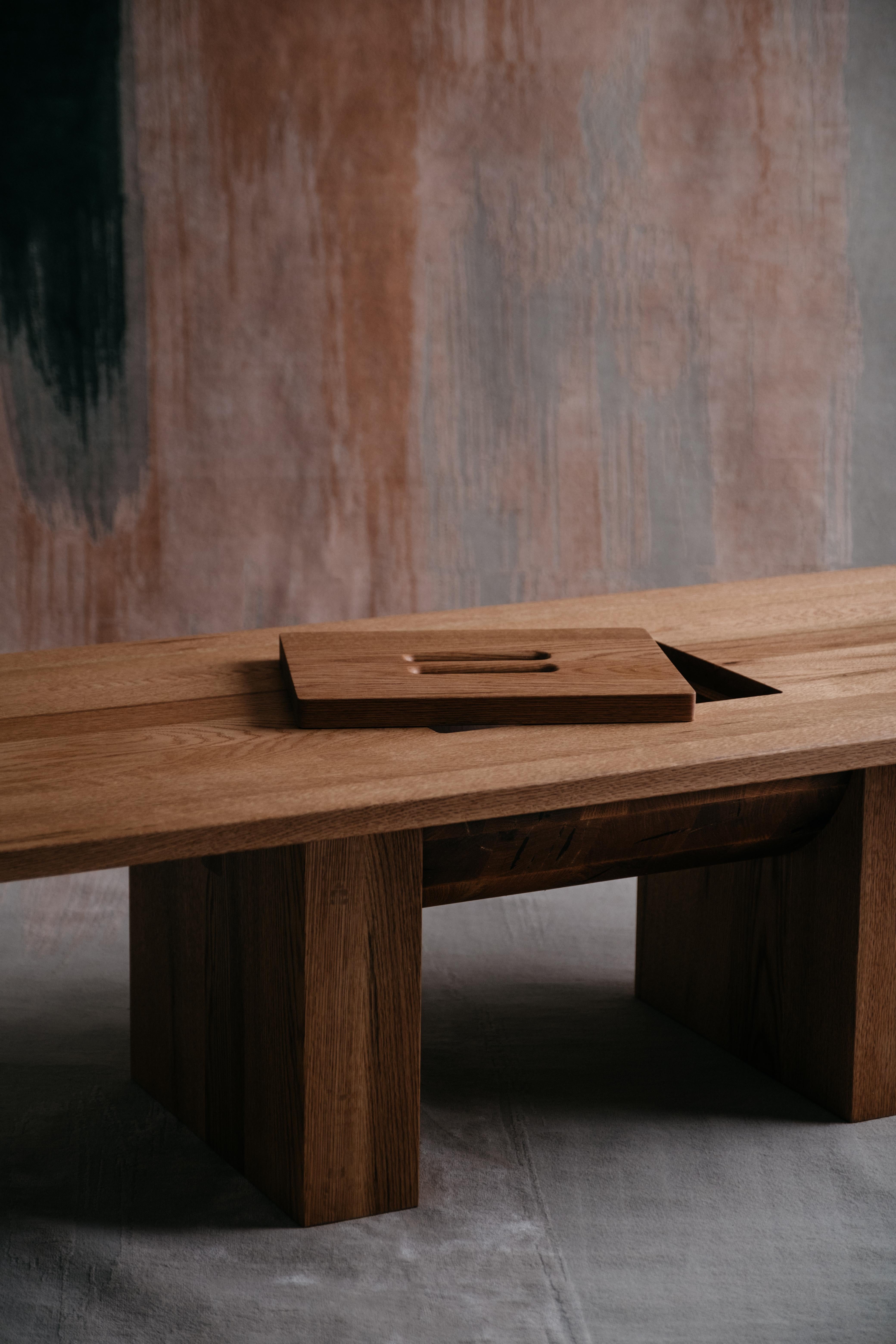 Organic Modern Red Oak Coffee Table by Odami For Sale