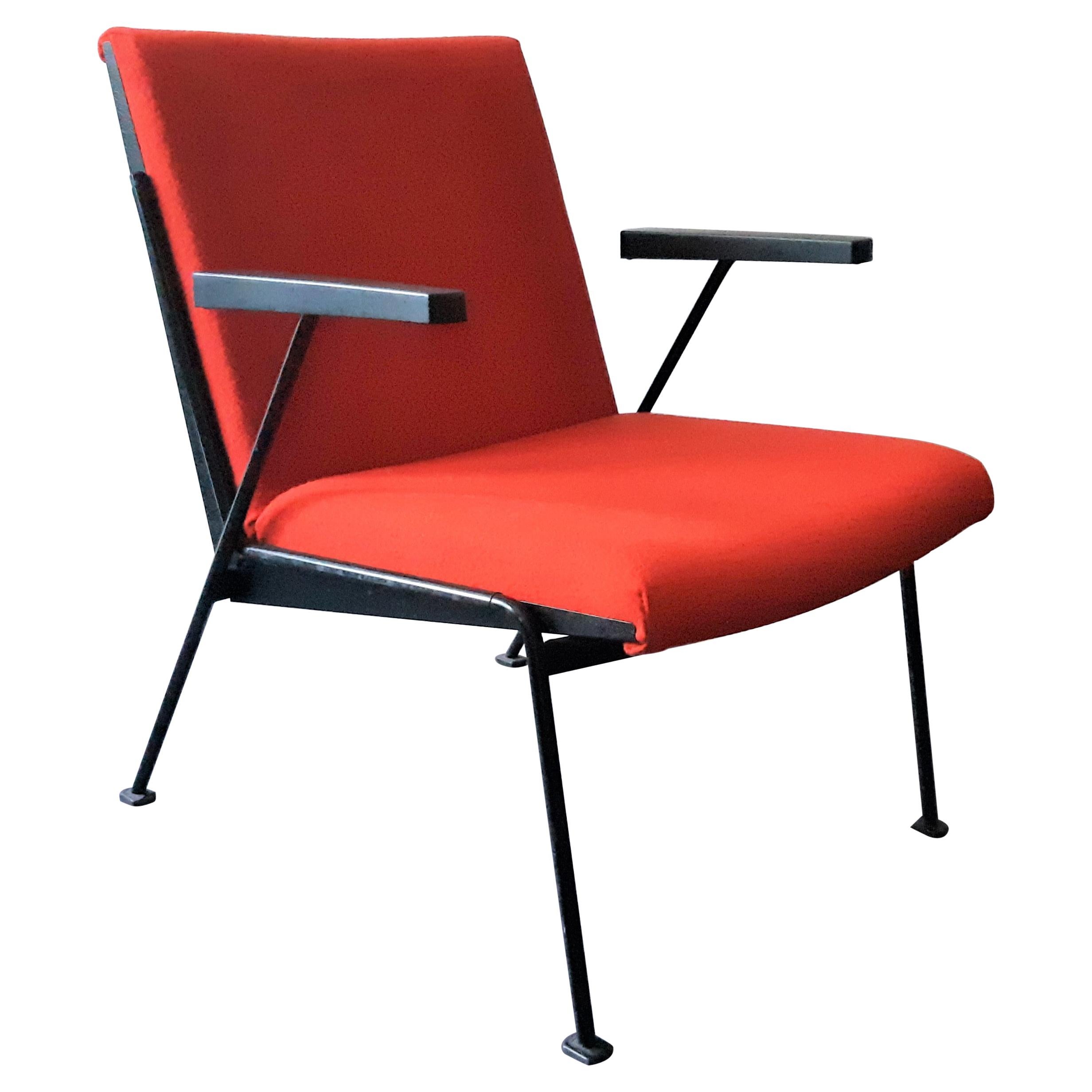 Red 'Oase' Lounge Chair with Armrests by Wim Rietveld for Ahrend, 3 Available