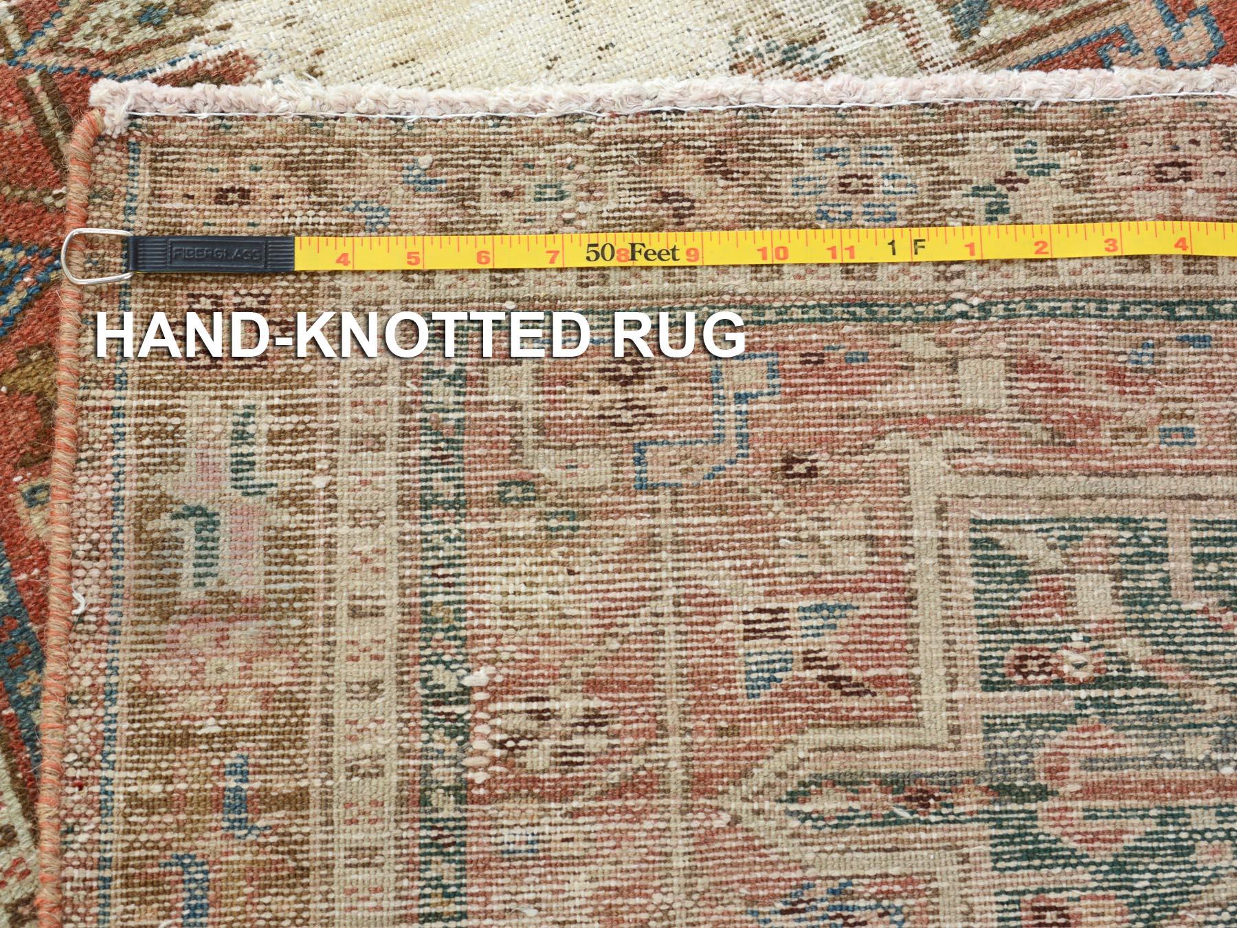 Red Old and Worn Down Karajeh Hand Knotted Runner Oriental Rug In Good Condition In Carlstadt, NJ