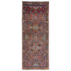 Red Old and Worn Down Persian North West Wide Runner Hand Knotted Oriental Rug