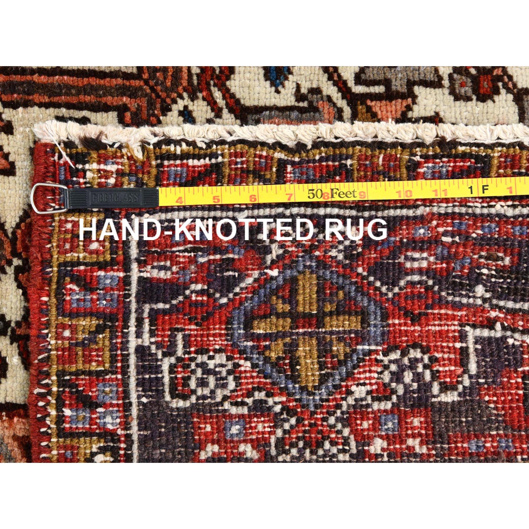 Red Old Bohemian Persian Heriz Even Wear Wool Hand Knotted Rustic Feel Clean Rug For Sale 7
