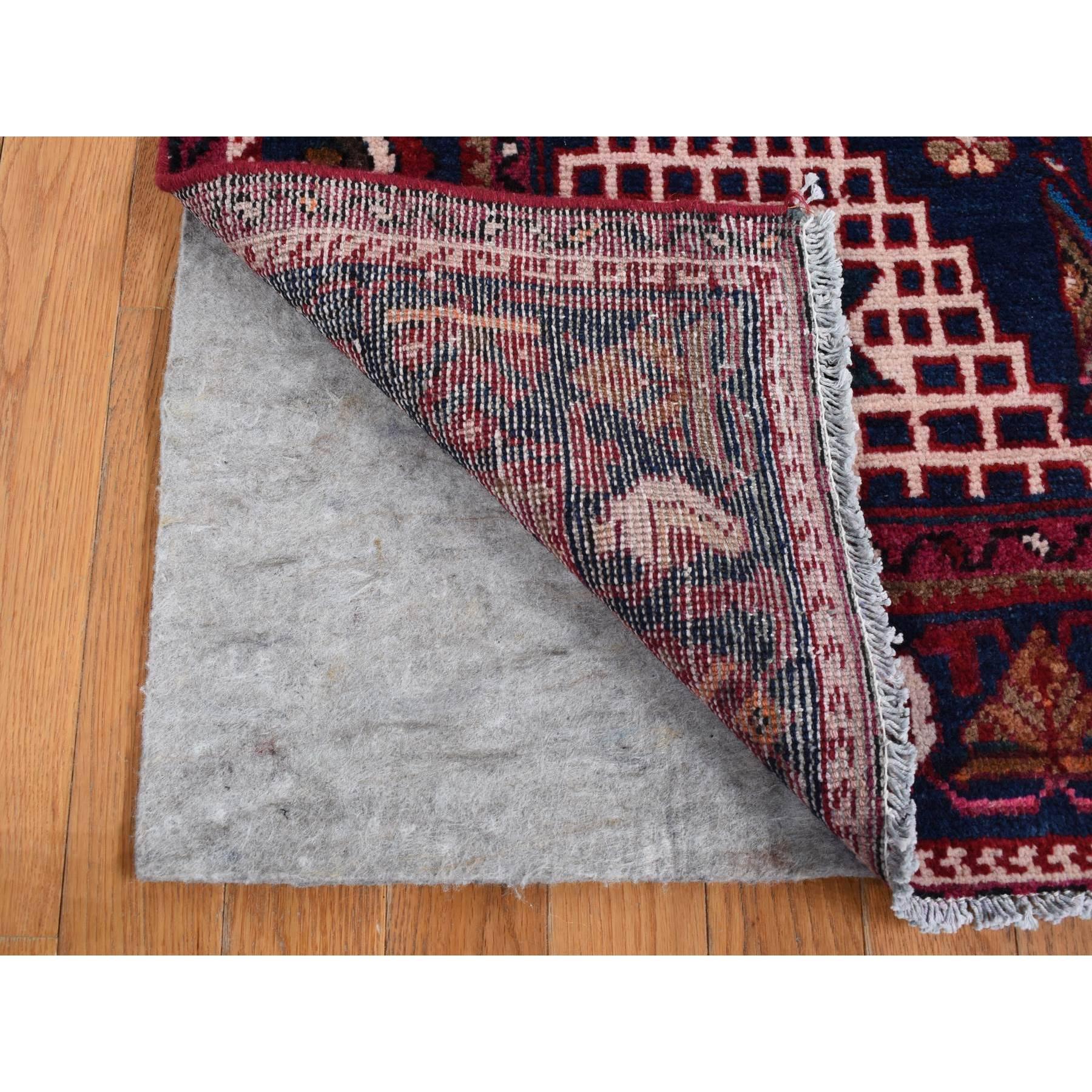 Medieval Red Old Persian Hamadan Hand Made Hand Knotted Pure Wool Gallery Size Runner Rug For Sale