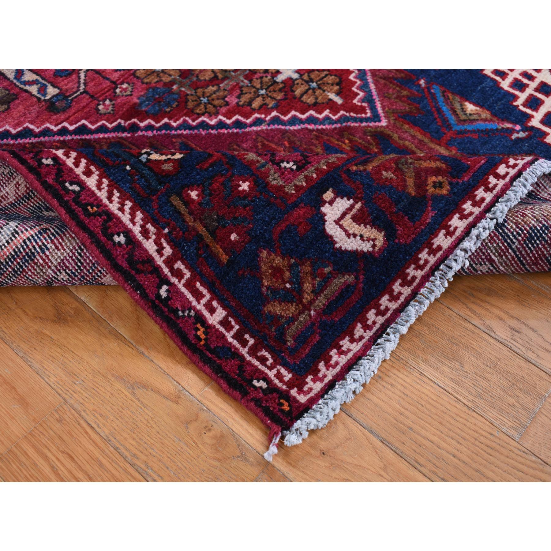 Hand-Knotted Red Old Persian Hamadan Hand Made Hand Knotted Pure Wool Gallery Size Runner Rug For Sale