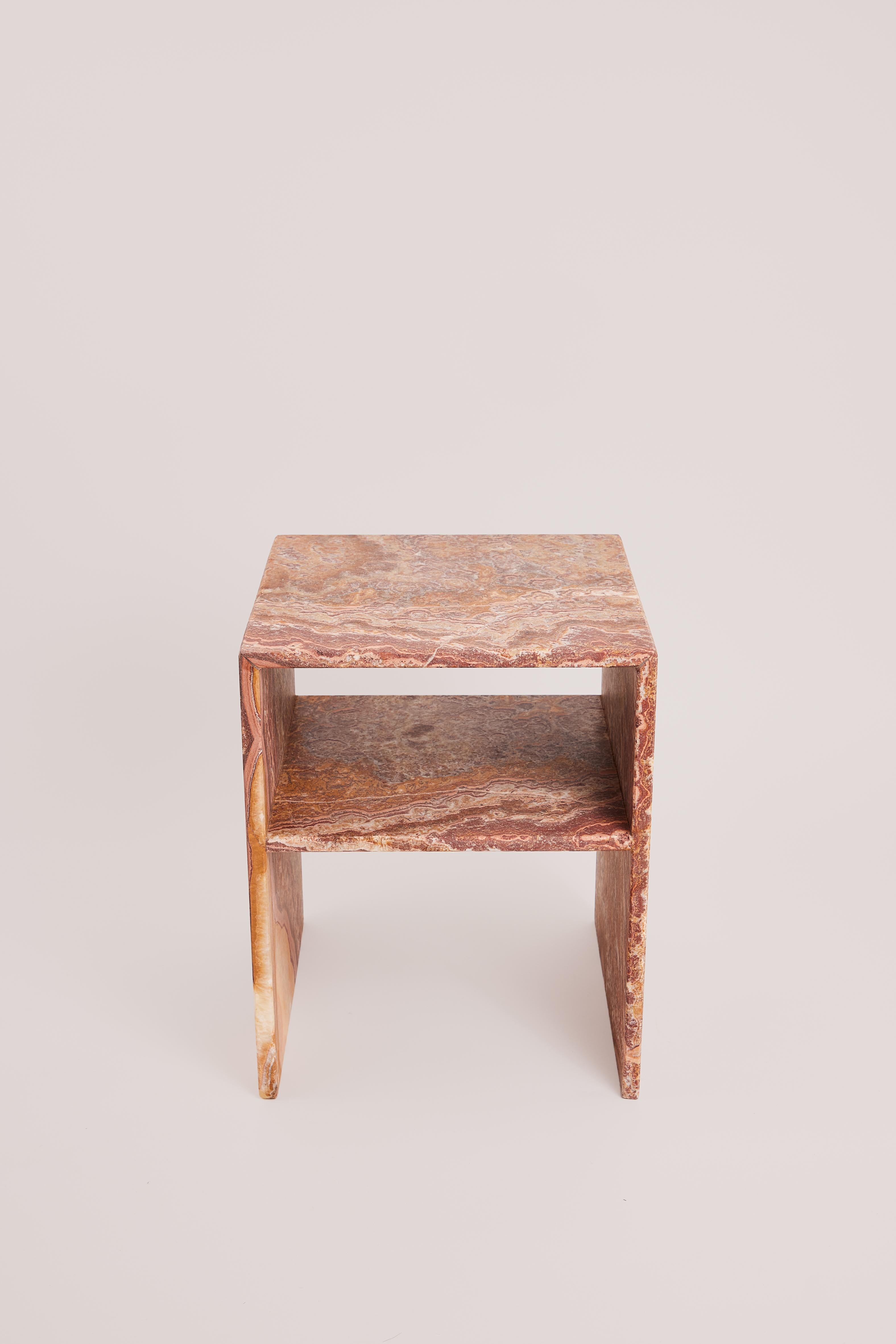 Post-Modern Red Onyx Rosa Bedside Table by Studio Gaia Paris For Sale