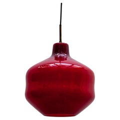Red Opal Lamp, Pendant Scandinavian Design, 1950s