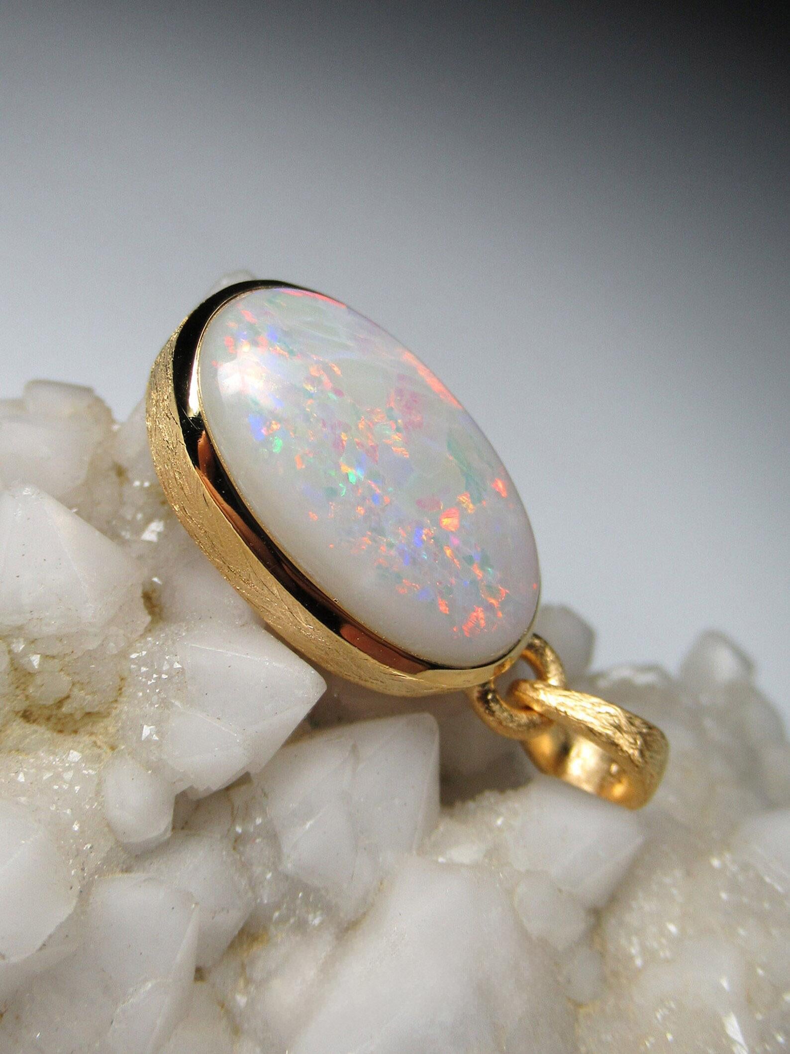 Opal necklace 18K gold plated Sunset Natural Rainbow Australian opal 1