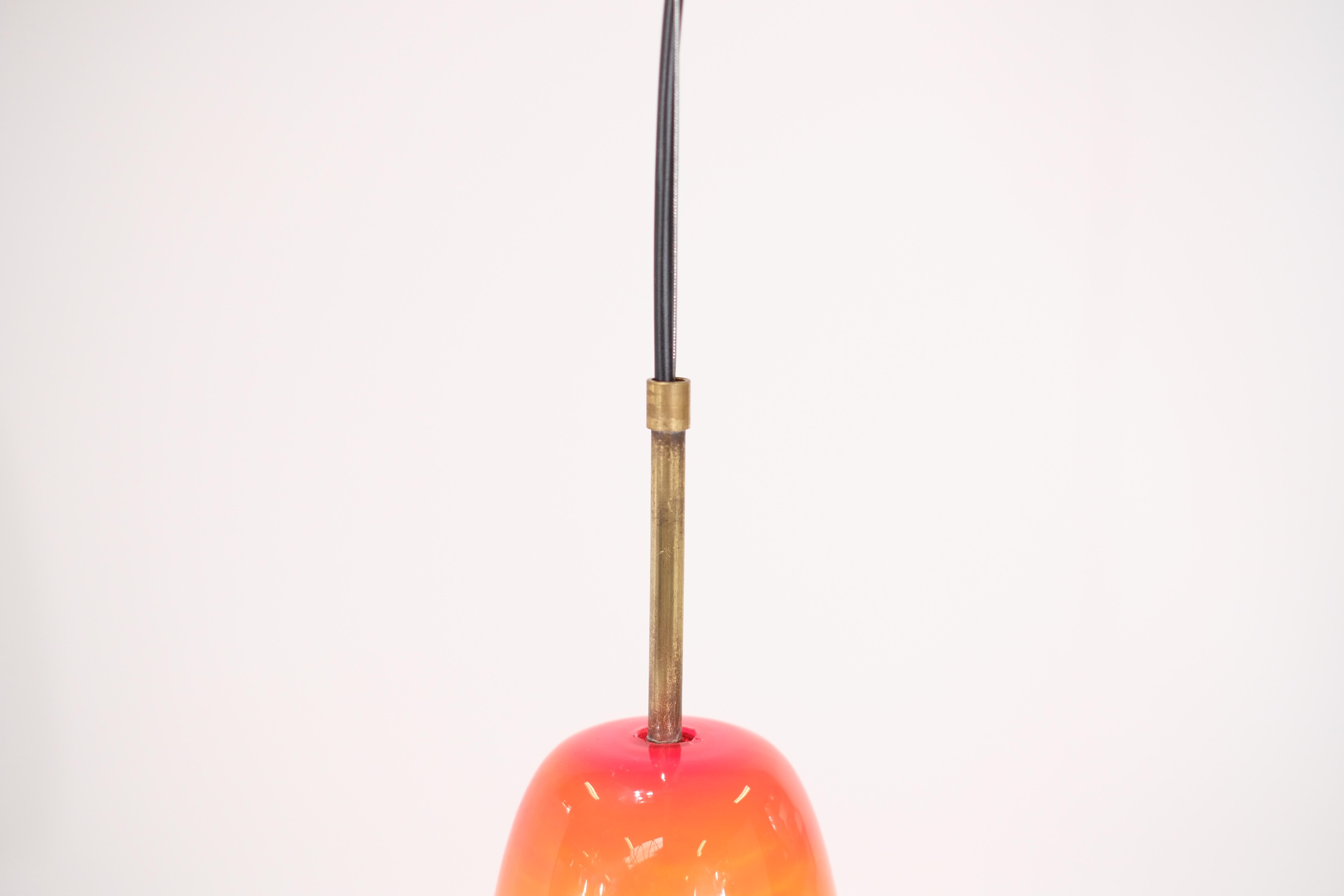 Opaline Glass Red Opaline pendant Lamp - 1970s For Sale