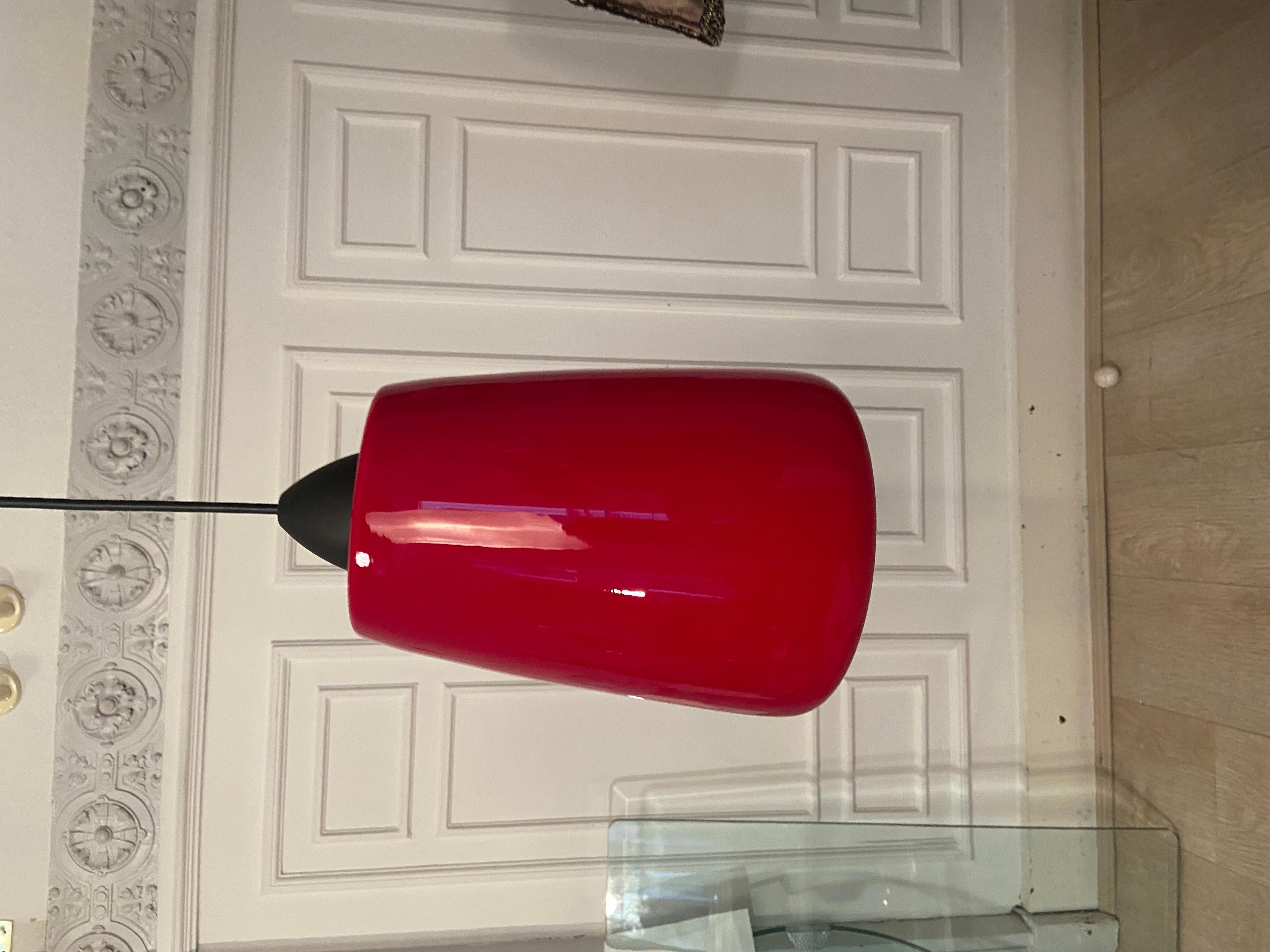 Red Opaline Suspension, 1970s In Good Condition In Brussels , BE