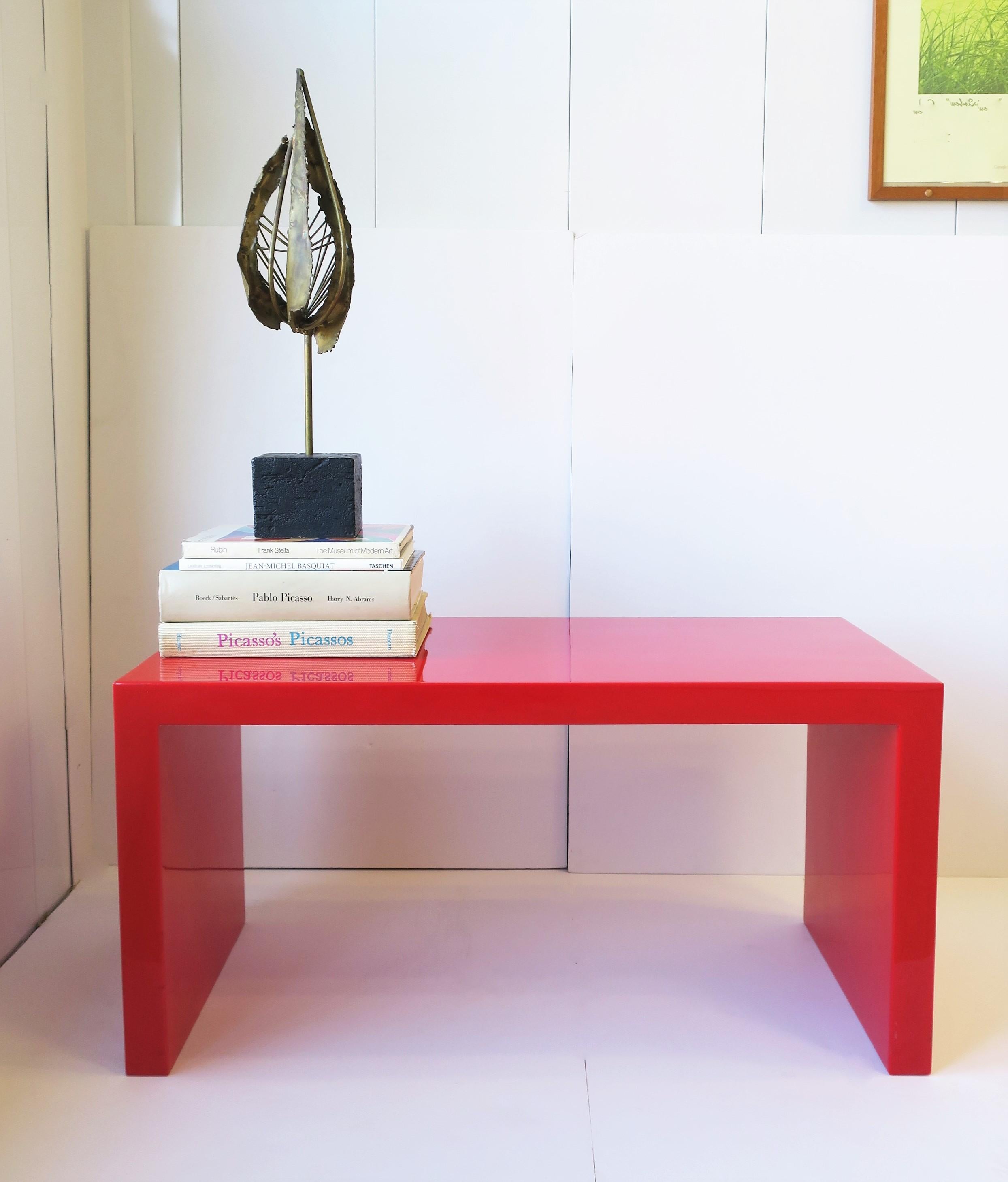 Red Acrylic Bench or Cocktail Table  For Sale 6