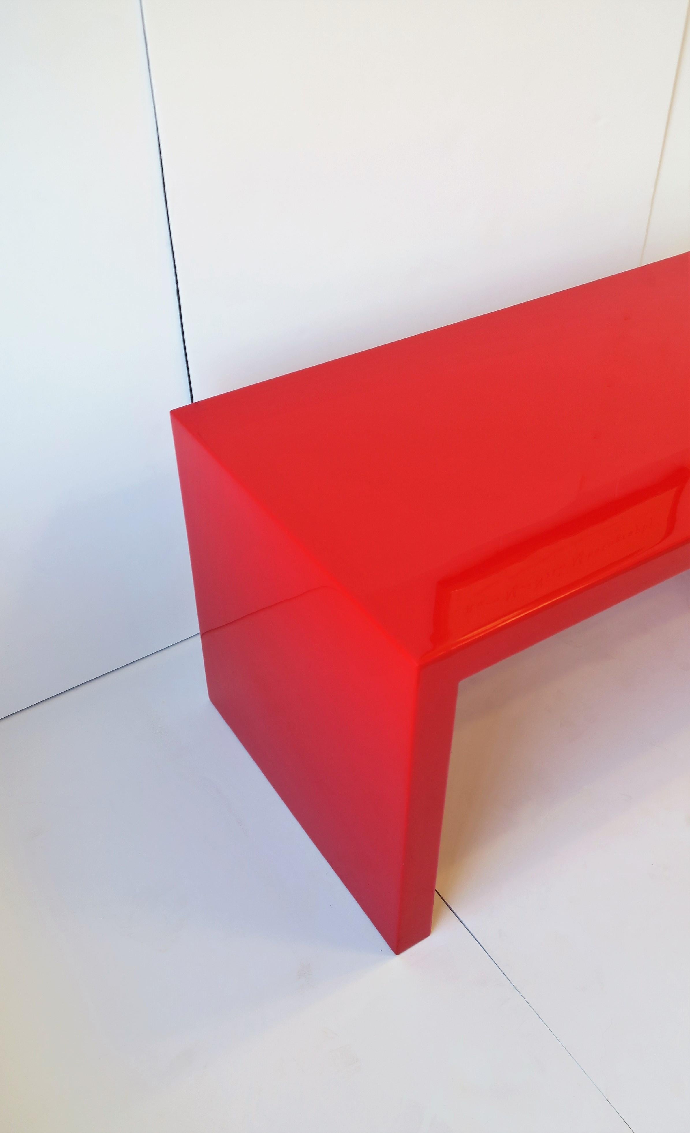 Red Acrylic Bench or Cocktail Table  For Sale 9