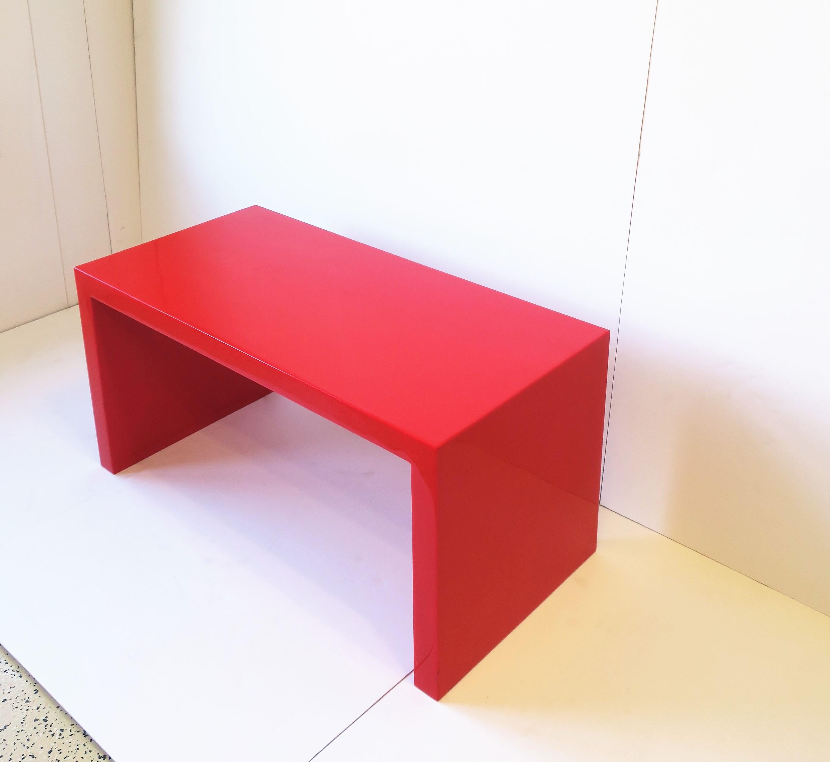Red Acrylic Bench or Cocktail Table  In Good Condition For Sale In New York, NY