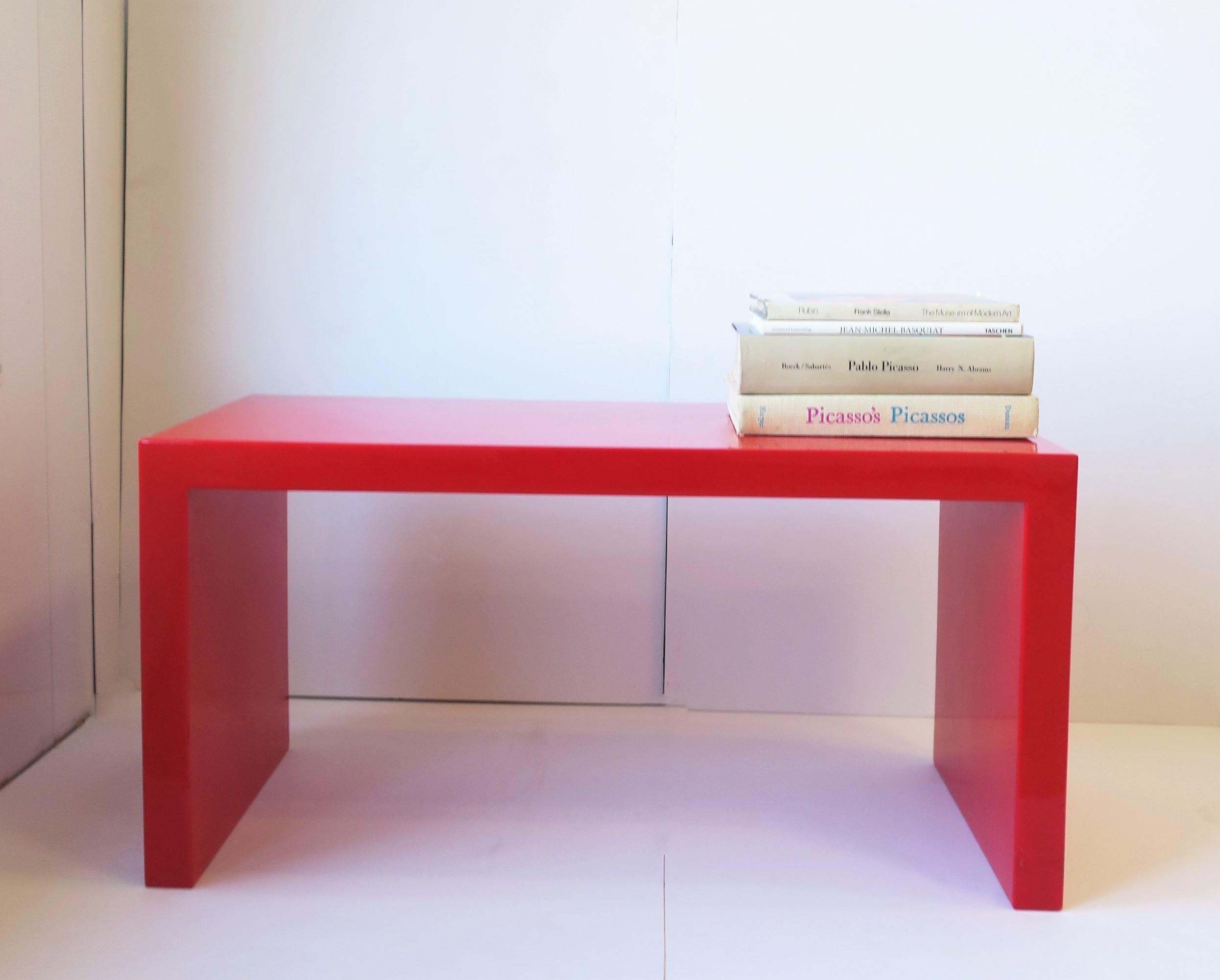 Red Acrylic Bench or Cocktail Table  For Sale 4
