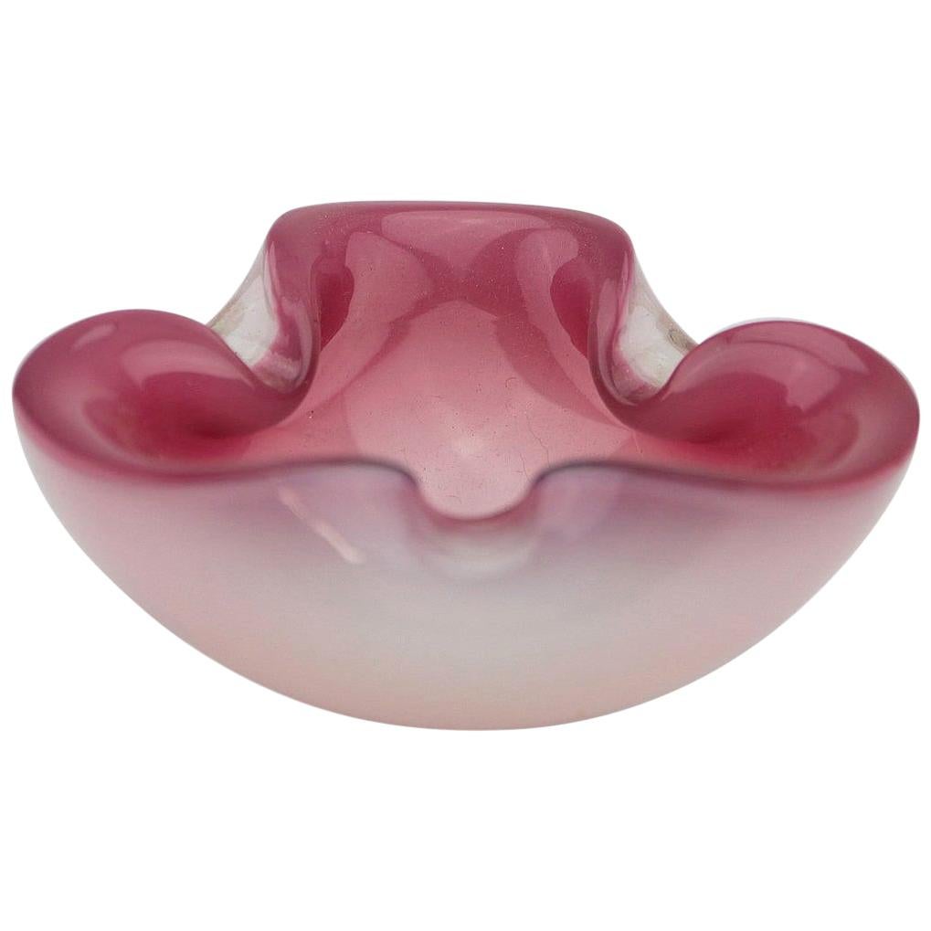 Red or Pink Archimede Seguso Murano Glass Bowl