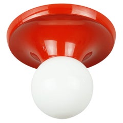Red-Orange Aluminium & Opaline Glass Balum Sconce by A. Castiglioni for Arteluce