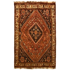 Tapis tribal persan Qashqai vintage des années 1960, Jardin de fleurs, 4' x 6'