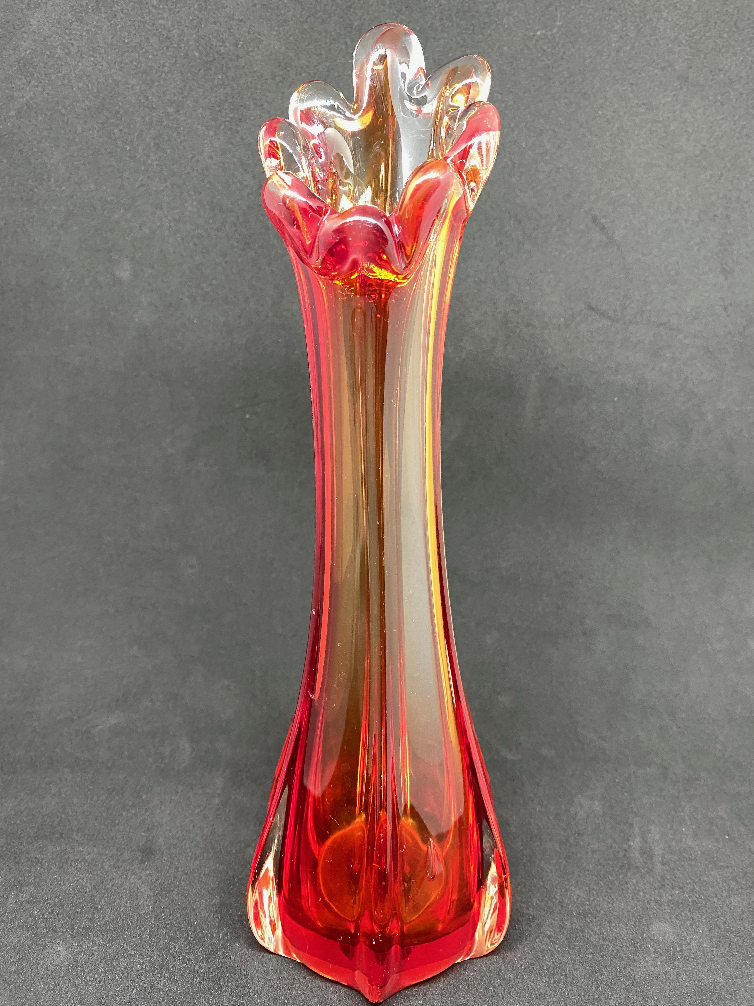 orange murano glass vase