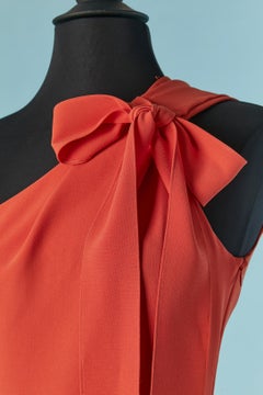 Red-orange asymmetrical evening dress with bow Boutique MOSCHINO