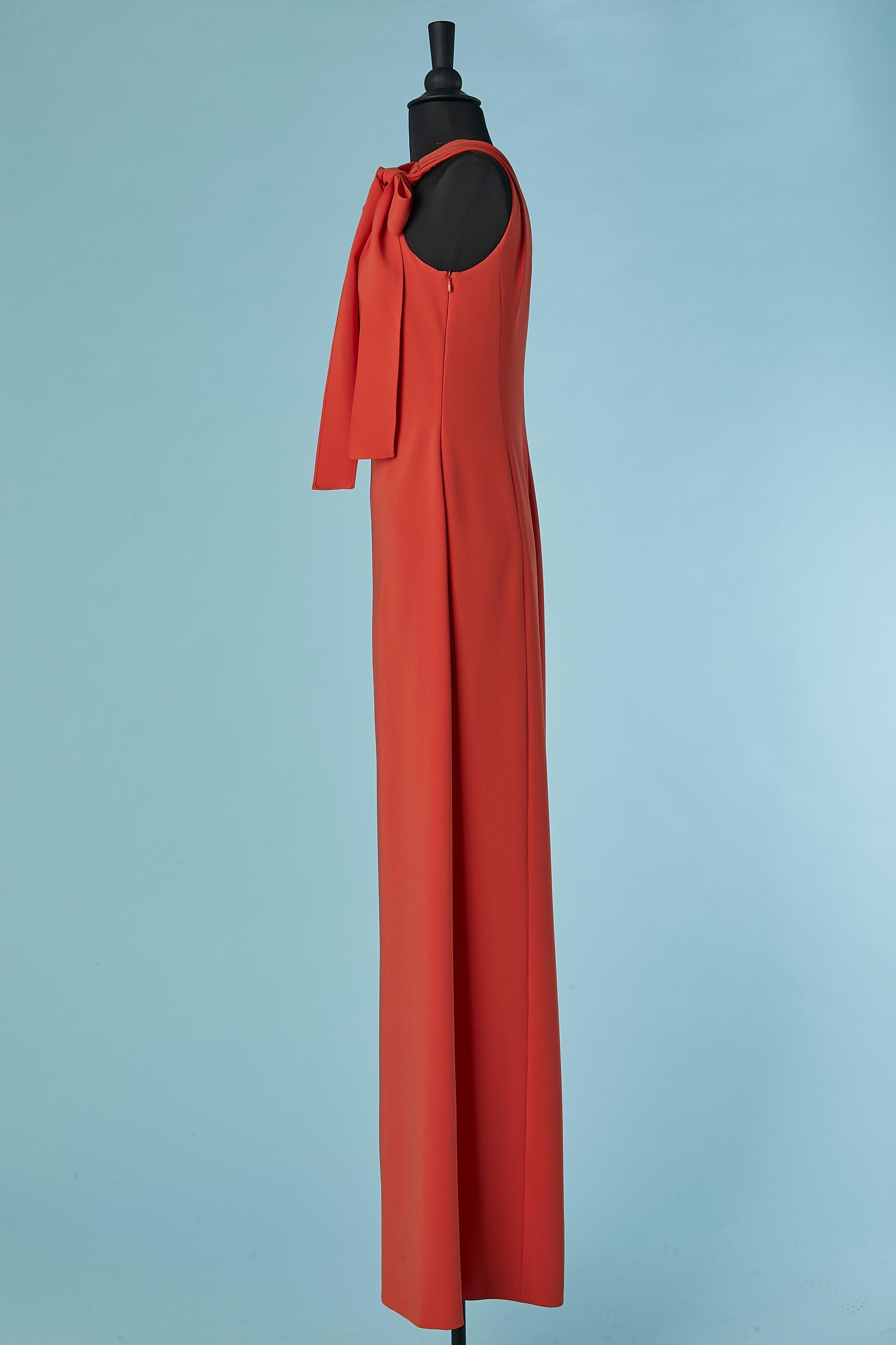 Asymmetrisches Abendkleid in Rot-orange mit Schleife Boutique MOSCHINO Damen im Angebot