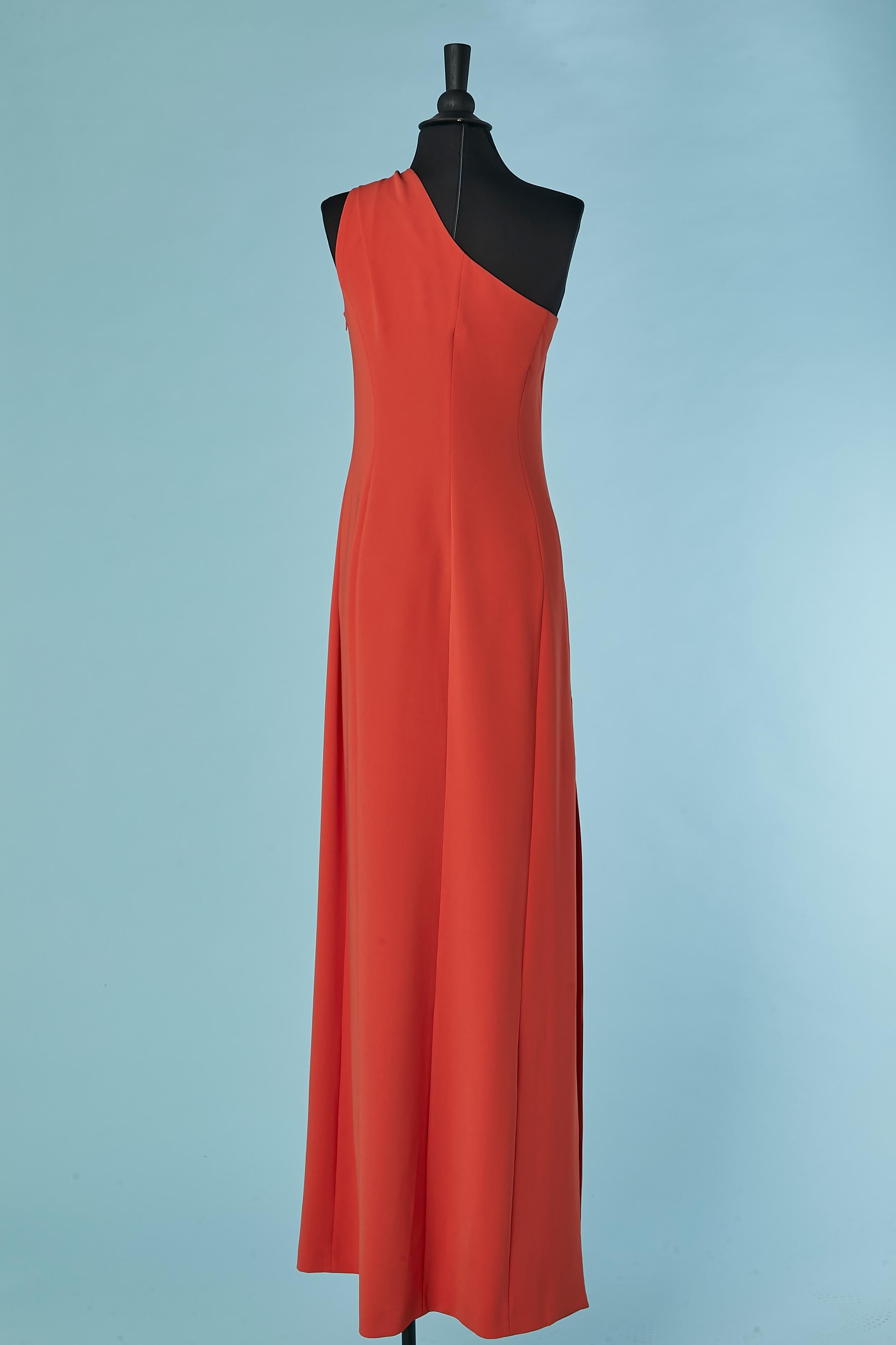 Asymmetrisches Abendkleid in Rot-orange mit Schleife Boutique MOSCHINO im Angebot 1