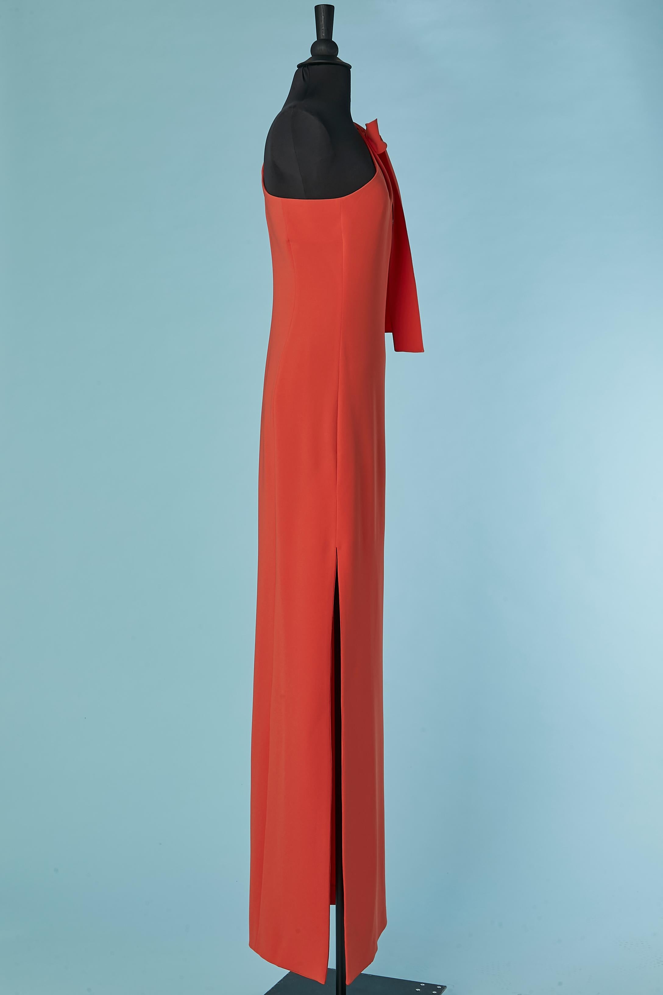 Asymmetrisches Abendkleid in Rot-orange mit Schleife Boutique MOSCHINO im Angebot 2