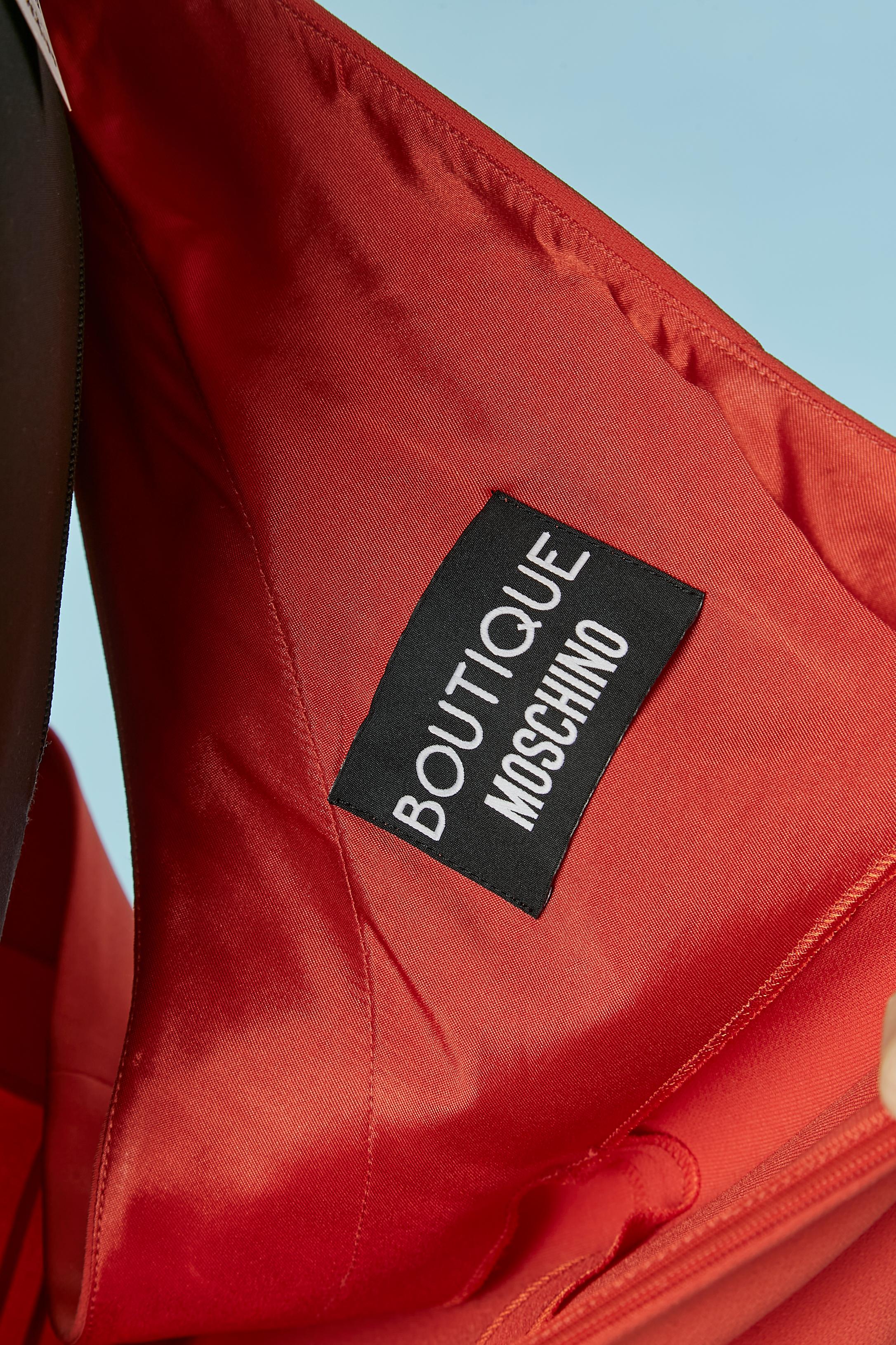 Asymmetrisches Abendkleid in Rot-orange mit Schleife Boutique MOSCHINO im Angebot 3