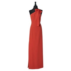 Vestido de noche asimétrico rojo-naranja con lazo Boutique MOSCHINO