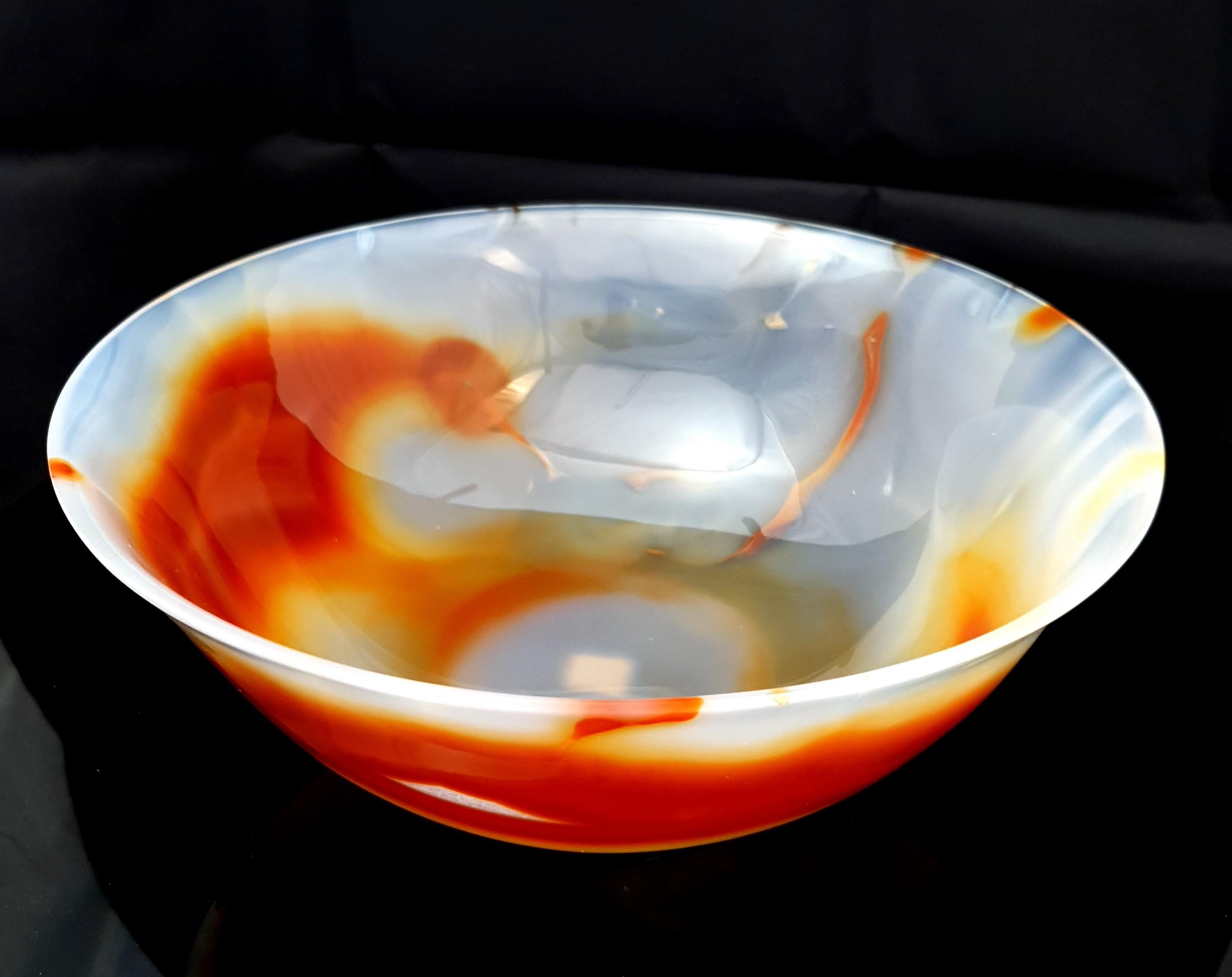 Red Orange Banded Agate Bowl For Sale 5